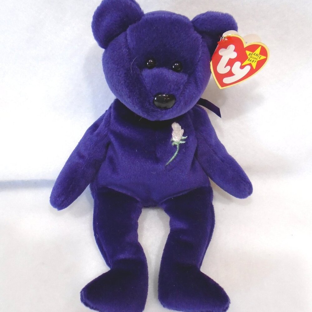 Ty Beanie Baby PRINCESS Diana purple Bear 1st Edition 1997 *RARE* Retired nwt